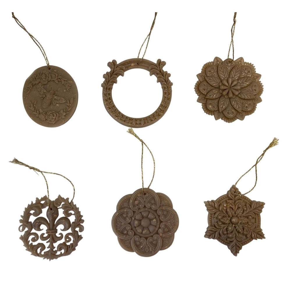13pc Vintage Style Gold Resin Gold Leaf European Victorian Holiday Ornaments NEW